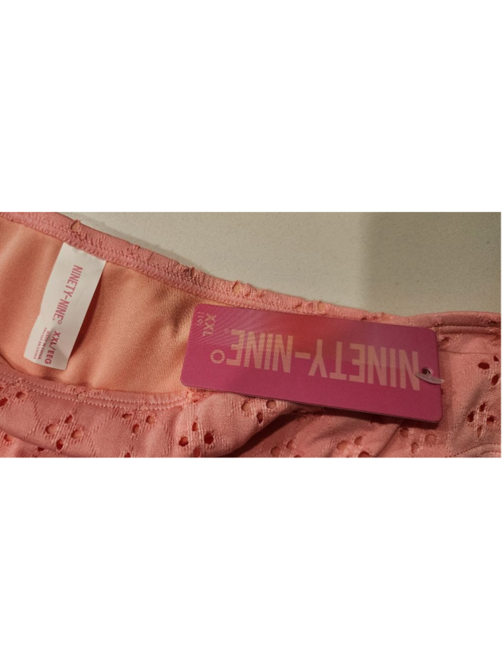 Ninety-Nine Coral Pink Eyelet High Leg Bikini Swim Bottoms Juniors Size XXL NWT - Picture 3 of 7